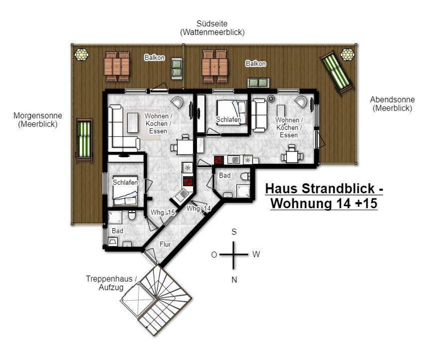 Haus Strandblick Ferienwohnung 15 Wangerooge Dış mekan fotoğraf